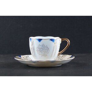 BACO Teacup and Saucer Demitasse 1950s Japan Hand Painted GC